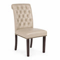 Sedia in Pelle PU Beige con Gambe in Legno