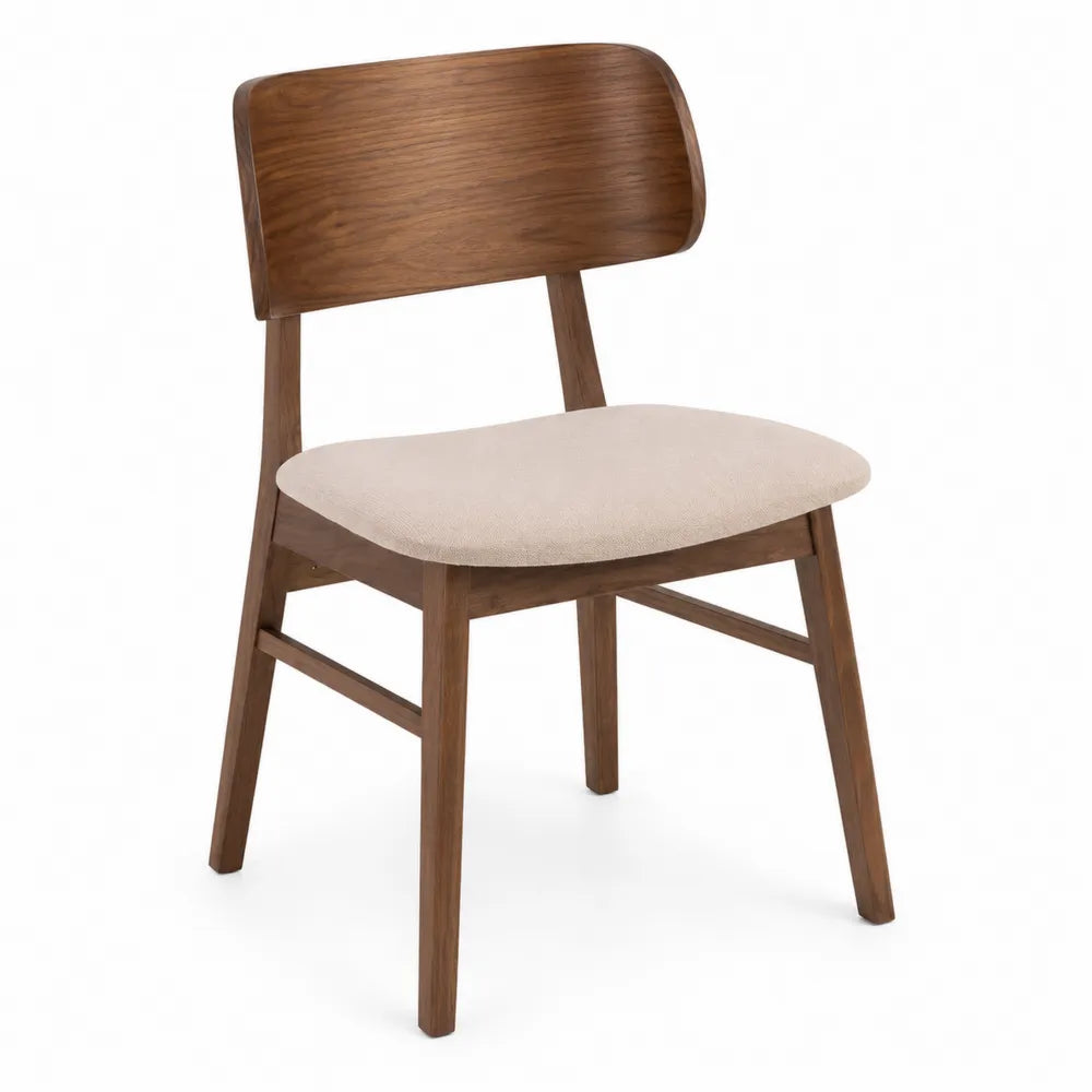 Sedia da pranzo in legno e tessuto beige