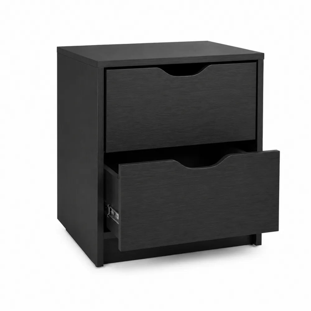 Comodino con 2 cassetti in legno MDF Nero