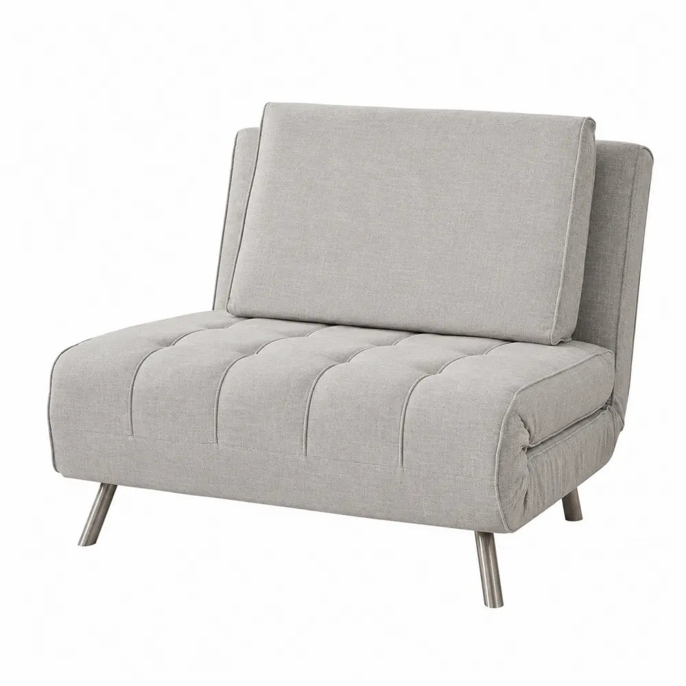 Poltrona Letto Grigio Tessuto Poliestere Gambe in Metallo