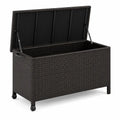 Contenitore in Rattan con Ruote Nero 120x50x60 cm