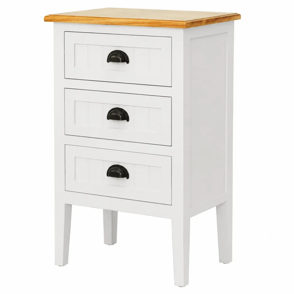 Comodino in Legno e MDF con 3 Cassetti