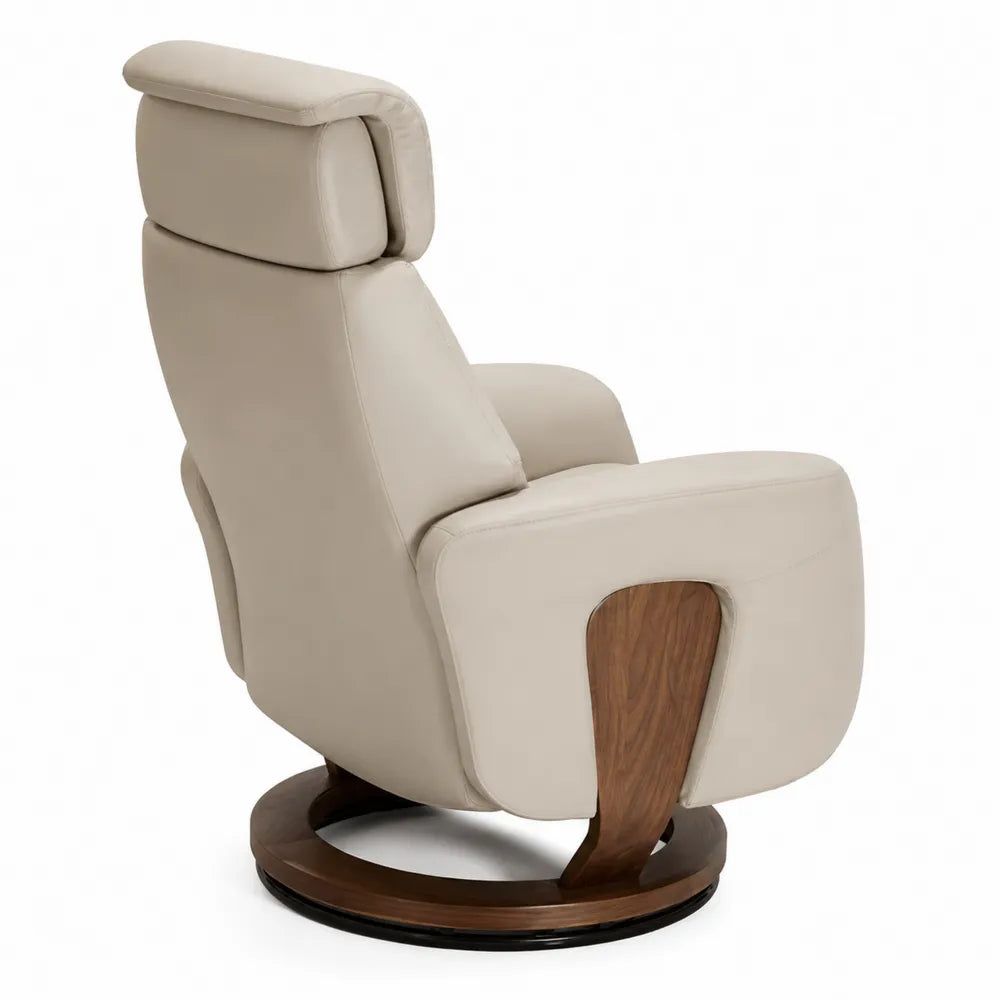 Poltrona reclinabile in pelle con base in legno