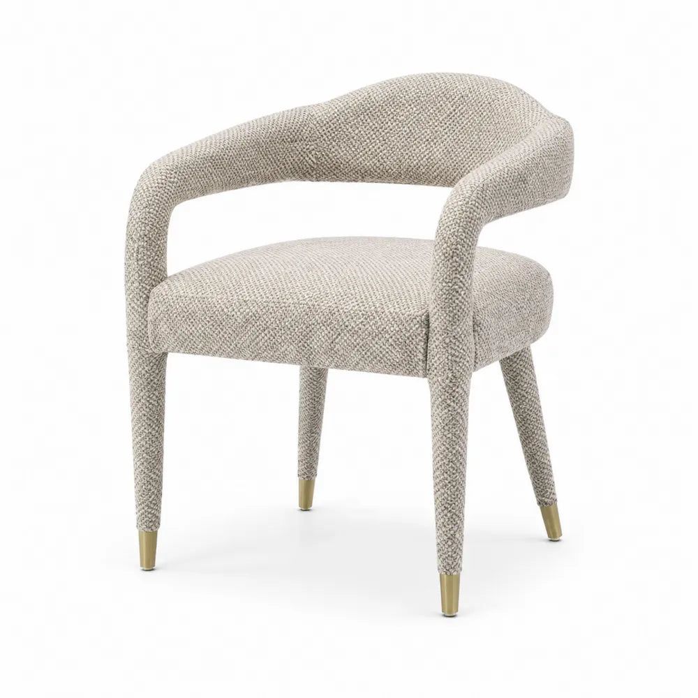 Sedia in tessuto con gambe in metallo dorato