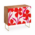 Credenza in legno con ante floreali