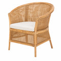 Poltrona in Rattan con Cuscino Bianco