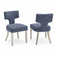 Set di 2 Sedie in Tessuto Blu con Gambe in Legno
